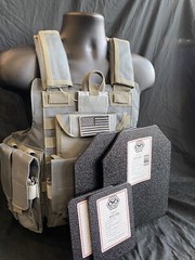 Tactical Vest Plate carrier w/ 2 Curved 10×12 Plates & Side Plates- Grey/Blueish