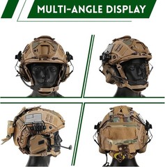 Tactical Helmet with Headset 4 in 1 Helmet Cover for Airsoft Cosplay Military