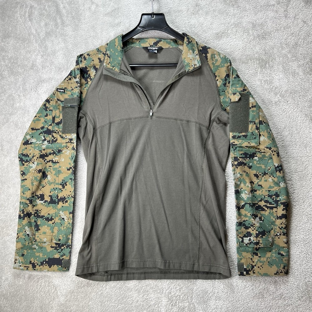 CQR Combat Shirt Mens Large Woodland MARPAT Tactical 1/4 Zip Airsoft Hunting