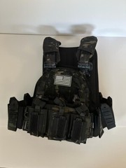 Adjustable Size Tactical Plate Carrier Vest Black Camo Fits 10X12 Armor Plates