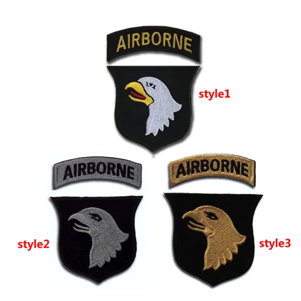 101rst Army Airborne 2 piece Embroidered Hook and Loop Morale Patch Free Shippin