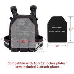KRYDEX FCPC V5 Plate Carrier Tactical Vest Zip On Back Panel Banger Black Camo