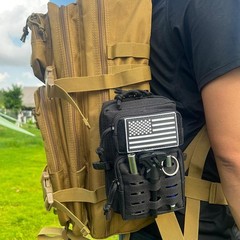 2-Pack Tactical Molle Pouch with Flag EDC Tool Waist Pack