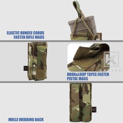 KRYDEX Fast Draw Single 5.56 & Pistol Magazine Pouch Mag Carrier MOLLE MC Camo