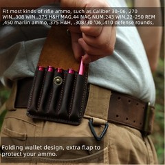 Tourbon Leather Rifle Cartridges Carrier Pouch Ammo Case Bullets Wallet for Belt