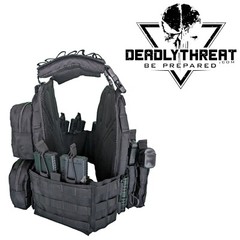 Urban Assault Black Storm Tactical Vest Plate Carrier W/ Level III Armor Plates
