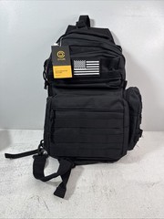 CV Life Tactical Backpack Black Nylon Large MOLLE Webbing American Flag Patch