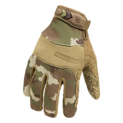 Tactical Grip Gloves Camouflage Size M Synthetic Suede Palm Hook Loop Cuff
