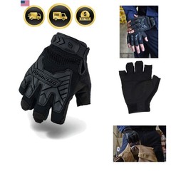 IEXT-FIBLK-04-L Tactical Fingerless Impact Glove Black, Large