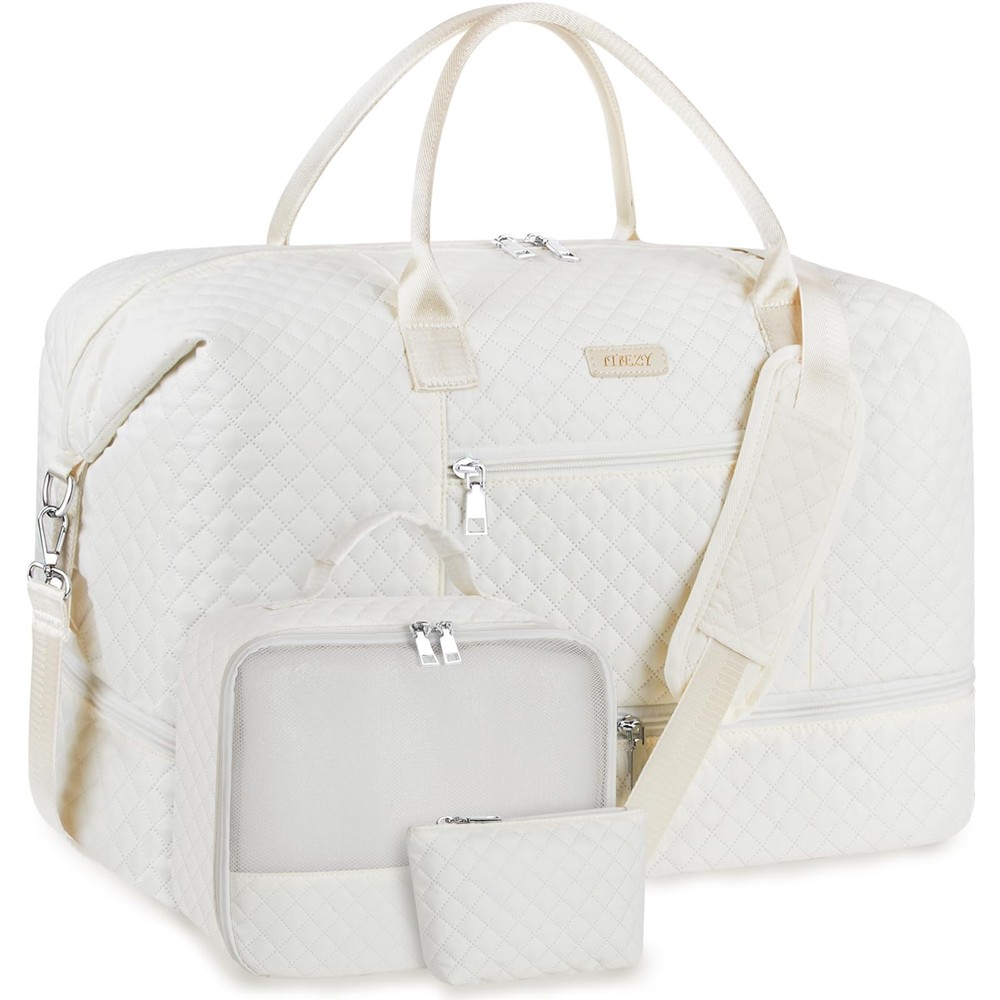 Weekender Bag for Women Travel Duffel – Carry On Large, 9A-Off White