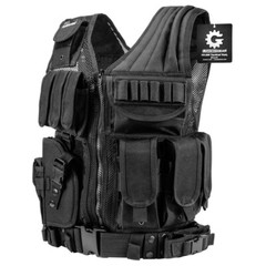 Barska VX-200 Black Adjustable Tactical Vest Left Hand with Holster, BI12154