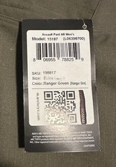 Arc’teryx Men’s Assault Pant AR Ranger Green XL Cotton Blend Solid MPN 15187