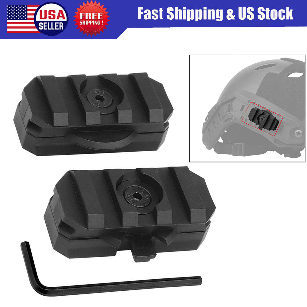 2Pcs Tactical Helmet Side Rail Mount Adapter Military 360 Degree Guide Rotation