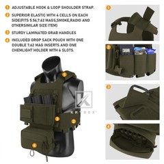 KRYDEX Low Vis Slick Armor Molle Carrier & Tactical Placard & Drop Pouch Green