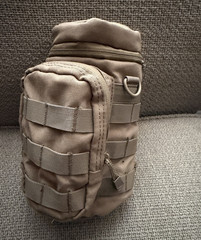 MOLLE Tan Tactical Pouch Nylon Zip Closure Utility Pouch with D-Ring