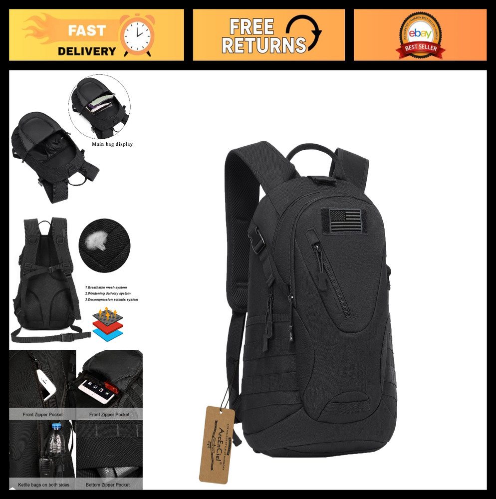 15L Tactical Motorcycle Backpack Rucksack for Outdoor Camping, Trekking & Huntin