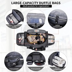 WITZMAN Travel Duffel Bags for Men Large Carry On Weekender Silvery Grey