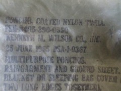 Vintage 1965 US Military Poncho Vietnam Era Coated Nylon Rain Gear Ground Sheet