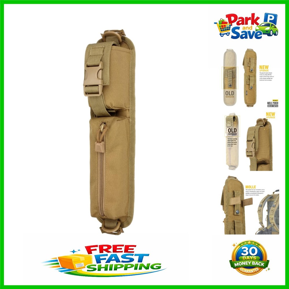 Lightweight Tactical Molle Pouch with Quick Release & Zippered Pocket in Khaki