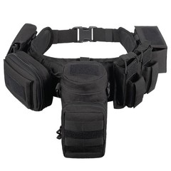 Tactical Belt Quick Release Adjustable Molle for Law Enforcement 7 in 1 Set (BK)