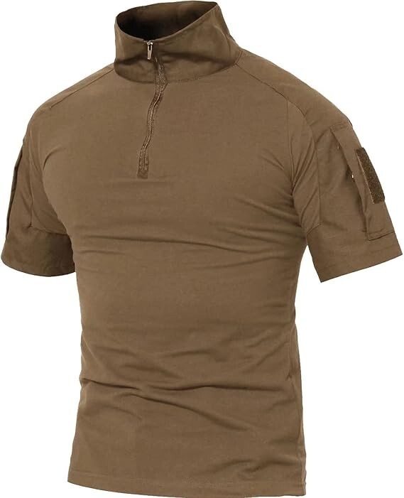 MAGCOMSEN Men’s Tactical Military Shirts 1/4 Zip Short Sleeve Slim Fit Camo M