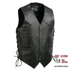 Event Biker Leather Men’s Promo Side Lace Leather Vest 4X-Large Black