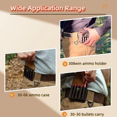 Genuine Leather Rifle Ammo Pouch Cartridge Case 5 Rounds Shell Wallet