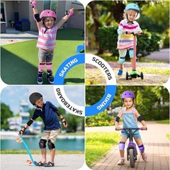 Boys Knee Pads Elbow Pads Wrist Guards set 6 in 1 for Kids Ages 3-9 Small Blue