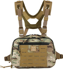 Tactical 3L Hypalon Molle Chest Rig Bag with Map Pocket for Hunting and Workouts