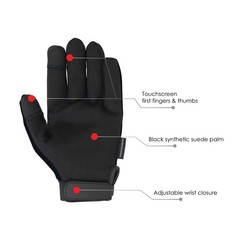 Illinois Glove Company 76LB Touchscreen Mechanics Gloves, Large, Black
