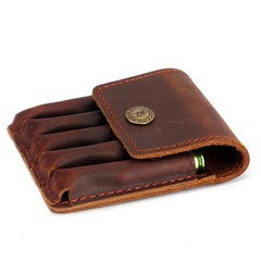 Genuine Leather Rifle Ammo Pouch Cartridge Case 5 Rounds Shell Wallet