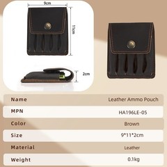 Genuine Leather Rifle Ammo Pouch Cartridge Case 5 Rounds Shell Wallet