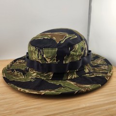 Tiger Stripe Boonie Hat, Camo, Black Foliage Ring, Tru Spec, 100% Cotton, 7 1/4