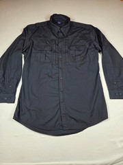 Propper F5312 Mens Tactical Shirt L Long Sleeve Zipper Front Black Ripstop