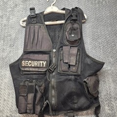 Black Security Tactical Vest Mens Medium Utility MOLLE Mesh Zip Pockets