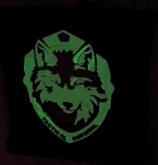 Tactical Wolf PVC Morale Patch – Glow in the Dark – Hook & Loop – New 3.5″