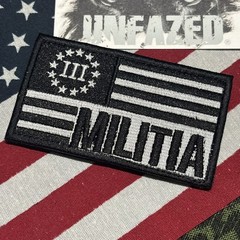 USA Flag Militia Grey& Black 3.5×2” Hook & loop High Quality Embroidery