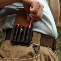 Tourbon Leather Rifle Cartridges Carrier Pouch Ammo Case Bullets Wallet for Belt