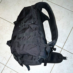 Black Tactical MOLLE Backpack, Zip Closure, Compression Straps, Padded Straps