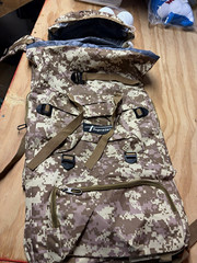 Supretery Digital Camo Tactical Backpack Brown/Tan Nylon Zip Buckle, Adjustable