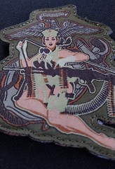 Pin Up Woven HOOK Backing Patch ~ MSM Desert Marine Girl Tactical Morale Combat