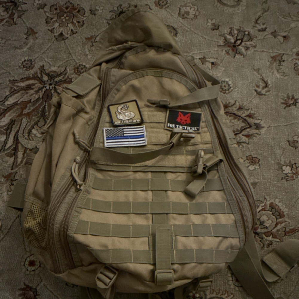 Fox Tactical Tan Tactical Backpack MOLLE Webbing Patches Adjustable Pockets