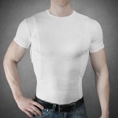 Men Tactical Concealed Carry Shirt Short Sleeve Hidden Holster Pockets