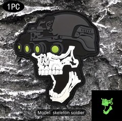 Glow In The Dark Soldier Skull Patch With Hook And Loop Closure