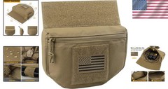 Compact Khaki Tactical Drop Pouch with Multiple Compartments – USA Flag Included