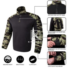 KRYDEX G3 Combat Shirt Long Sleeve w/ Elbow Pads Tops Army Tiger Stripes Airsoft