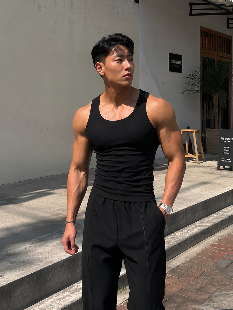 Men’s Pure Cotton Quick-Drying Casual Sports Tank Top and Basic Vest