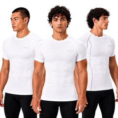 3 Pack Men’s Cool Dry Short Sleeve Compression Shirts, Sports Baselayer T-Shi…