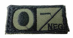 Condor Blood Type Morale Patch O Negative O- Olive / Black 229O-001 Hook Back