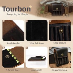 Tourbon Leather Rifle Cartridges Carrier Pouch Ammo Case Bullets Wallet for Belt